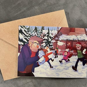 Plaisirs d'hiver de la cabane mystérieuse de Gravity Falls | Impression d'art 5 x 7