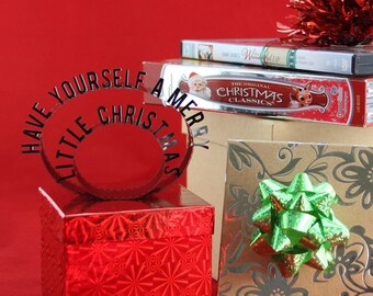 Have Yourself A Merry Little Christmas - Film Reel Gift Packaging Bow - Pop Up Letters Word Loop - Repurposed Movie Film Strip - Gift Topper