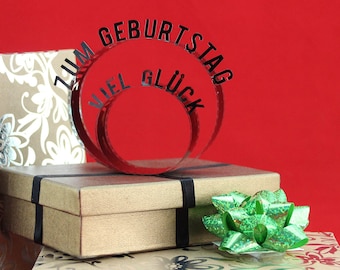 Zum Geburtstag viel Glück - Film Reel Gift Packaging Bow - Pop Up Letters Word Loop - Repurposed from Movie Film Strips - Happy Birthday