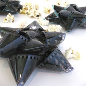 Film Reel Gift Packaging Bows - Set of 3 Bows from Look Who&#39;s Talking Now - Repurposed Movie - 35mm Film Bows for Gift Wrapping