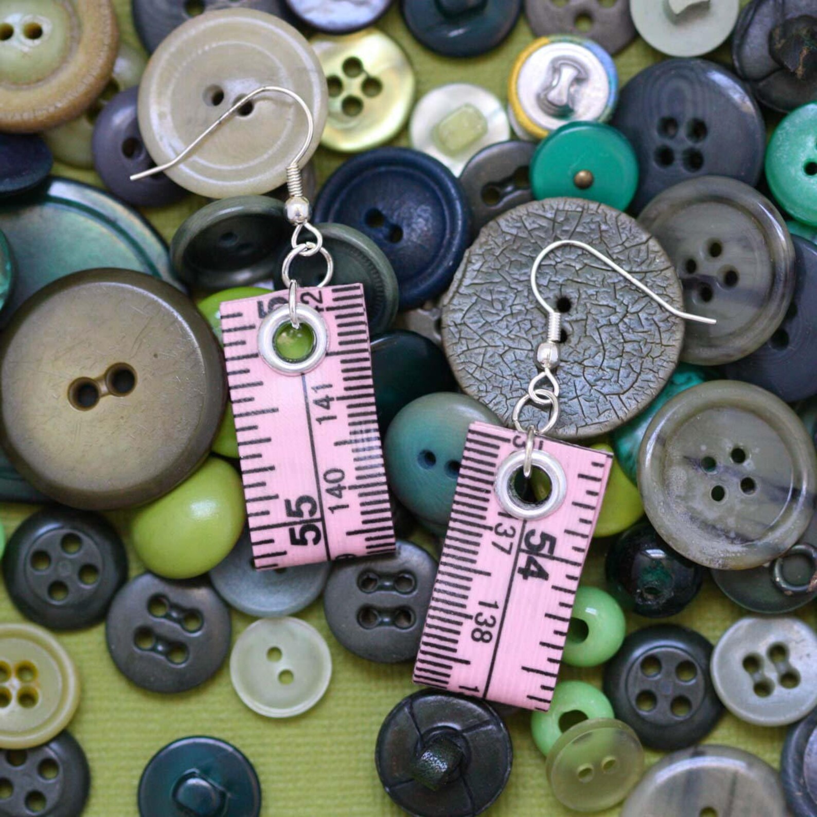 Tape Measure Jewelry Set in Light Pink Earrings and Bracelet Etsy