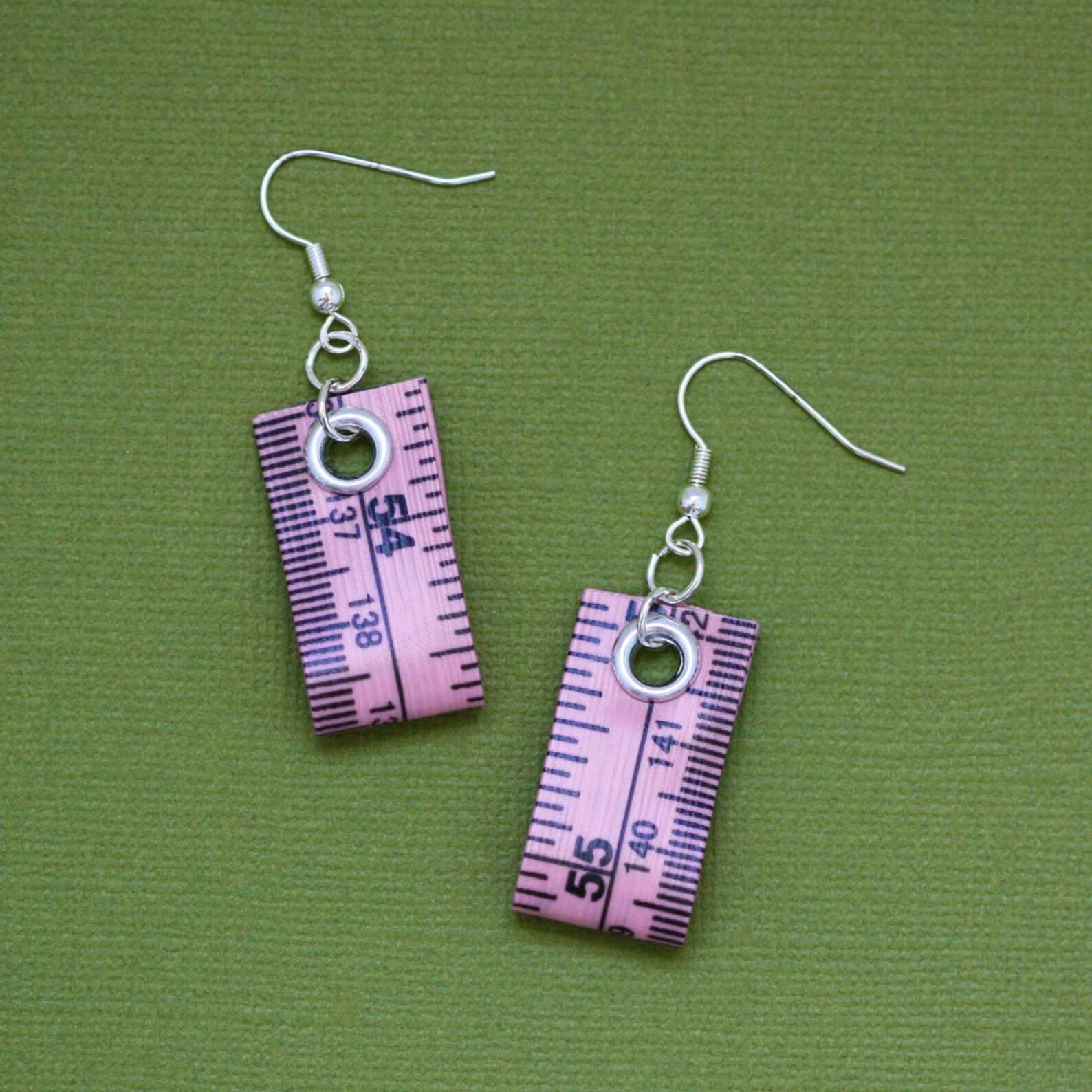 Tape Measure Jewelry Set in Light Pink Earrings and Bracelet Etsy