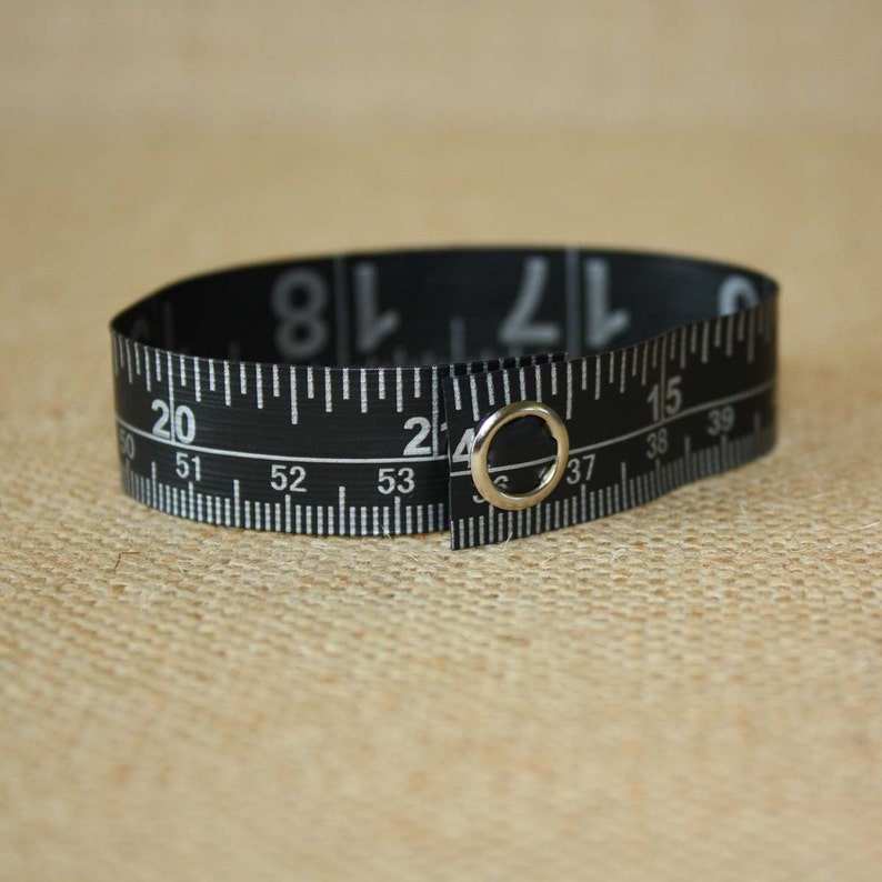 Tape Measure Bracelet in Black Statement Jewelry Created Etsy