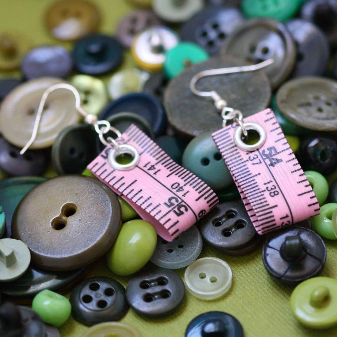 Tape Measure Jewelry Set in Light Pink Earrings and Bracelet Etsy