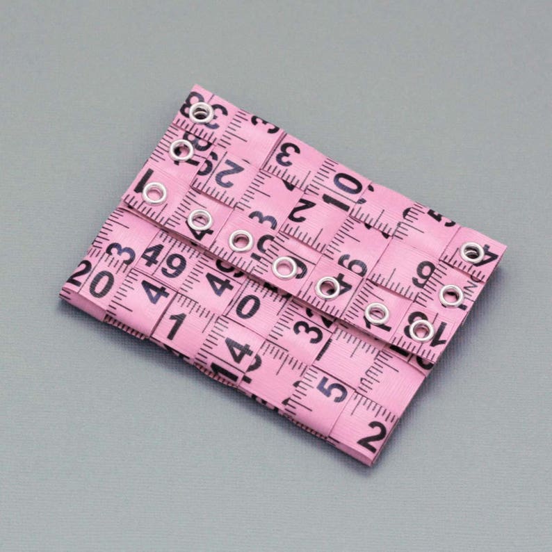Tape Measure Coin Pouch in Light Pink Coin Purse or Wallet created with Upcycled Measuring Tape