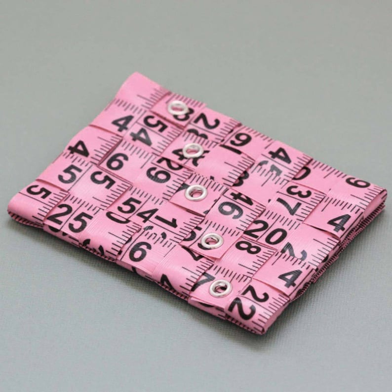 Tape Measure Coin Pouch in Light Pink Coin Purse or Wallet created with Upcycled Measuring Tape