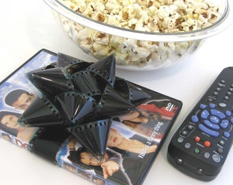 Film Reel Gift Packaging Bows - Set of 3 Bows - Repurposed from the movie Red Dragon - Gift Wrapping - Upcycled 35mm Film Gift Bow