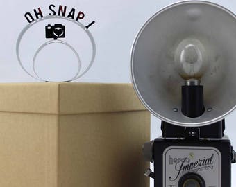 Oh Snap! - Film Reel Gift Packaging Bow - Pop Up Letters Word Loop - Repurposed from Movie Film Strips - Photographer Gift - Camera