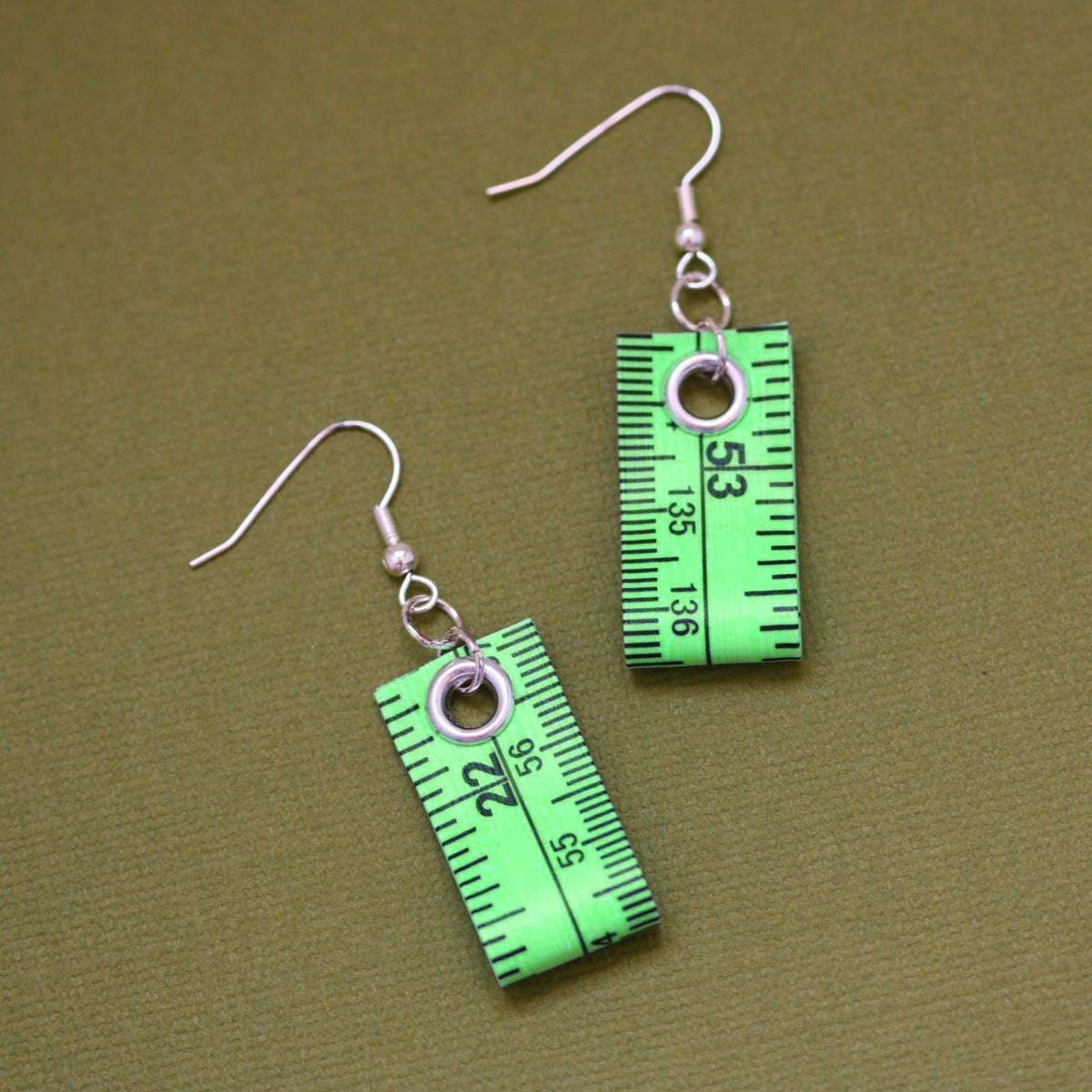 Tape Measure Jewelry Set in Lime Green Earrings and Bracelet Etsy