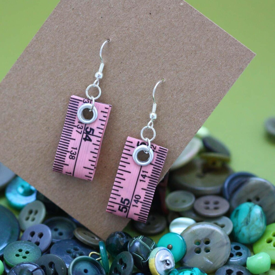 Tape Measure Jewelry Set in Light Pink Earrings and Bracelet Etsy