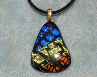 Glassadazical Gorgeously Green Tree of Life Dichroic Glass Pendant