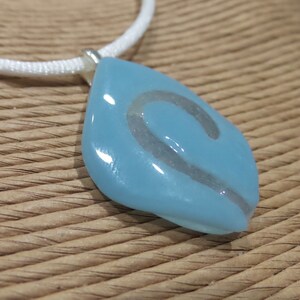 Pastel Blue Fused Glass Pendant, One of a Kind, Quirky, Baby Blue and Transparent Glass, Fisherman Hook, Outdoors, Handmade Jewelry Taffy image 2