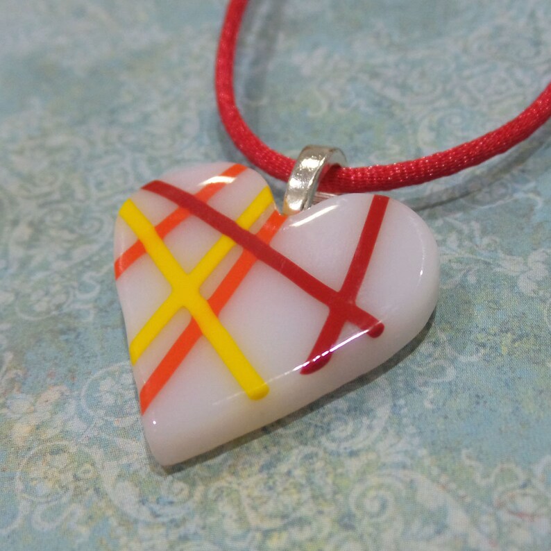 Heart Pendant and Earring Set Striped Jewelry Set Colorful Etsy