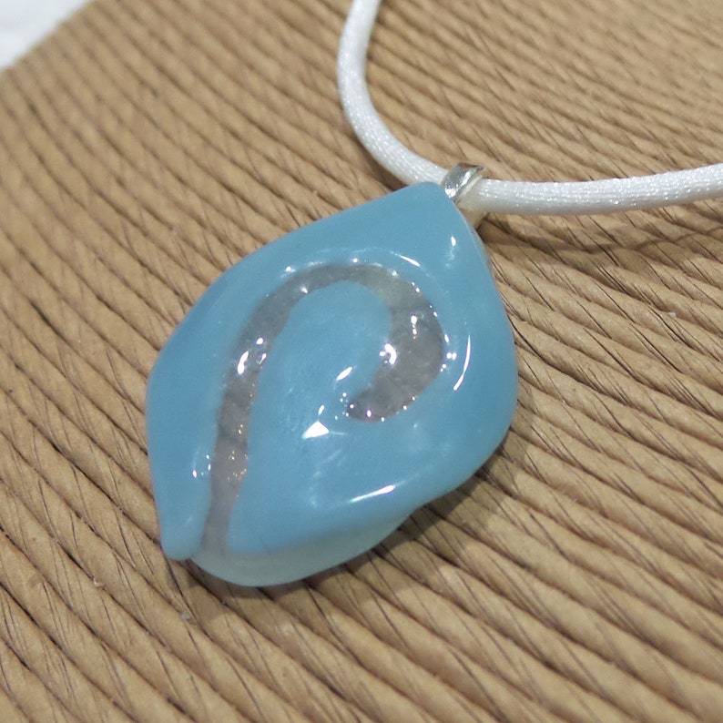 Pastel Blue Fused Glass Pendant, One of a Kind, Quirky, Baby Blue and Transparent Glass, Fisherman Hook, Outdoors, Handmade Jewelry Taffy image 3