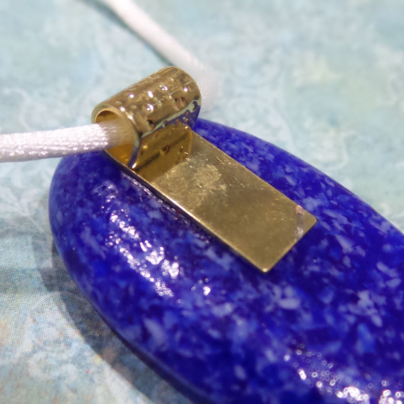 Winter Fun- -6 Winter Jewerly Oval Christmas Pendant Royal Blue Pendant Fused Glass Jewelry Fused Glass Pendant Snowflake Necklace