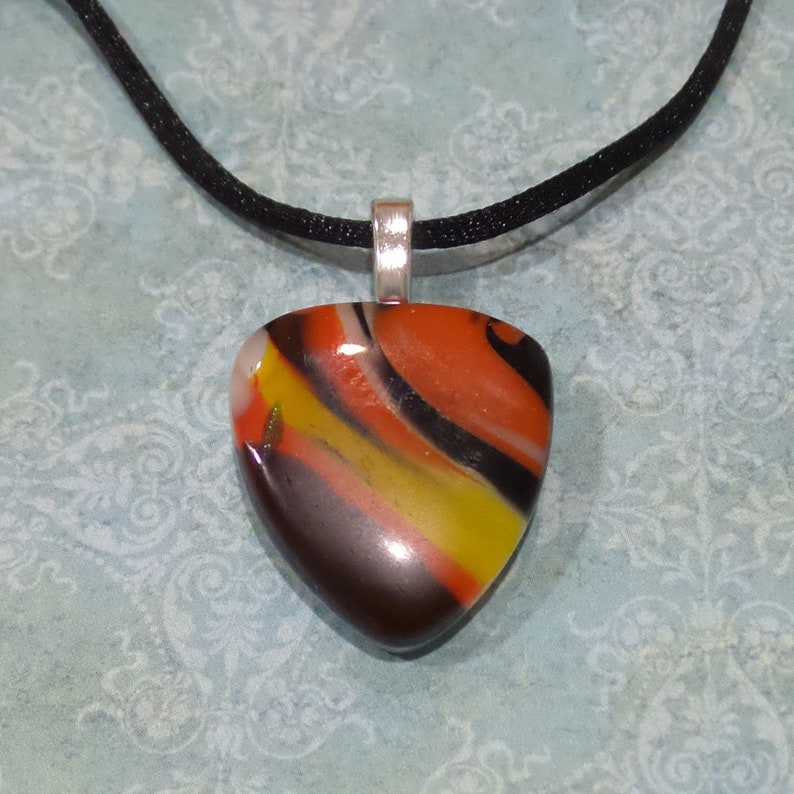 Orange Fused Glass Pendant Autumn Pendant Halloween Jewelry Etsy