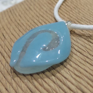Pastel Blue Fused Glass Pendant, One of a Kind, Quirky, Baby Blue and Transparent Glass, Fisherman Hook, Outdoors, Handmade Jewelry Taffy image 4