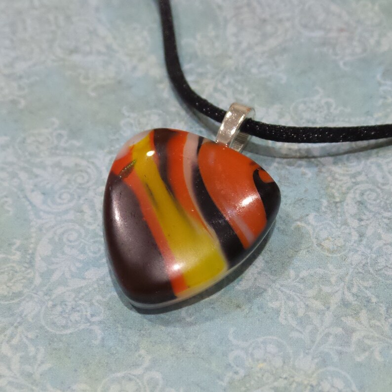 Orange Fused Glass Pendant Autumn Pendant Halloween Jewelry Etsy