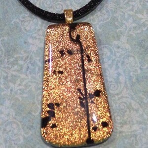 Orange Dichroic Necklace, Fused Glass Pendant, Large Autumn Necklace, Jewelry Gift for Her, Statement Necklace - Follow the Gold - 2705