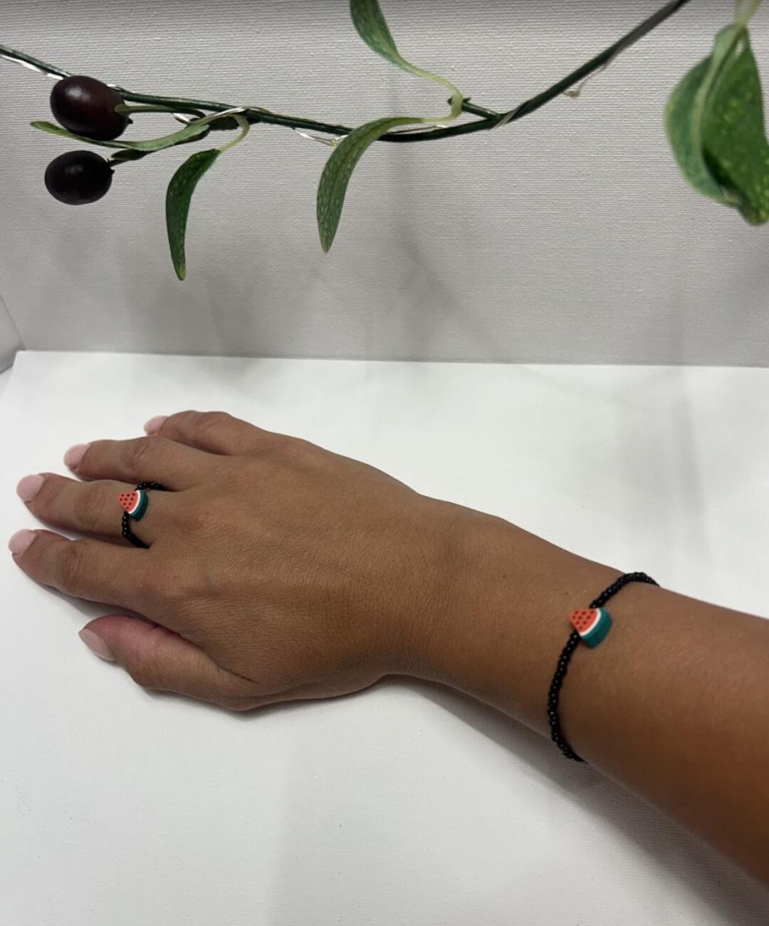 Il Khalil Ring Black Seed Bead Ring Watermelon Charm Jewelry ...