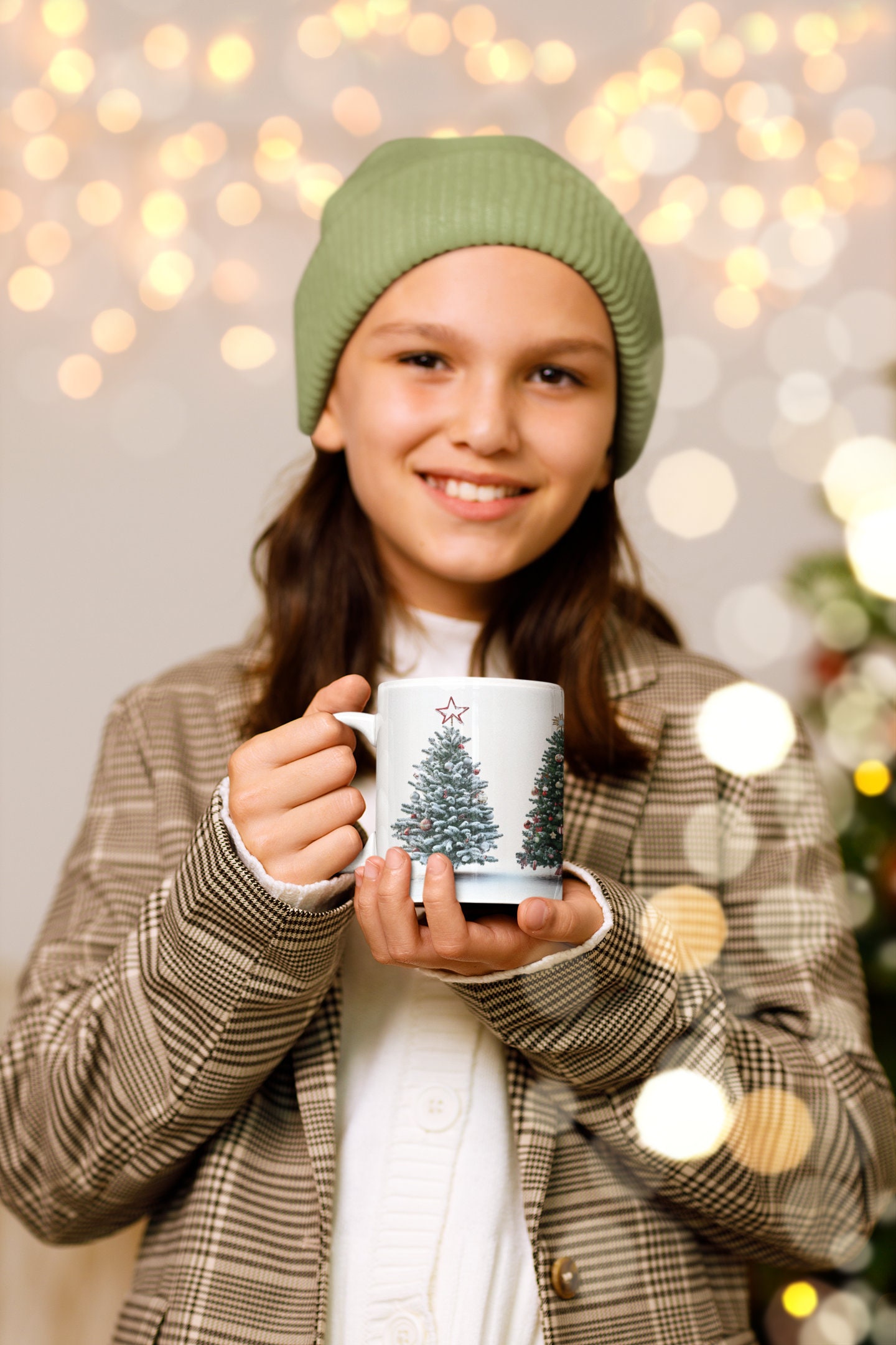 Christmas Tree Mug, Timeless Christmas Vintage Tree Mug, Nostalgic Noel Vintage Christmas Trees, accent Coffee Mug (11, 15oz)