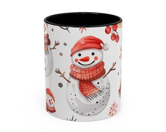 Snowman, Frosty holiday cheer, Snowman Christmas magic, Holiday Snowman, Merry snowman sips, Accent Coffee Mug (11, 15oz)