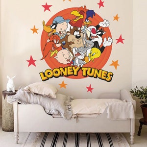 Peel and Stick Looney Tunes Wall Decal Bugs Bunny, Sylvester The Cat, Tweety bird Wall Sticker For Kid Room Decor