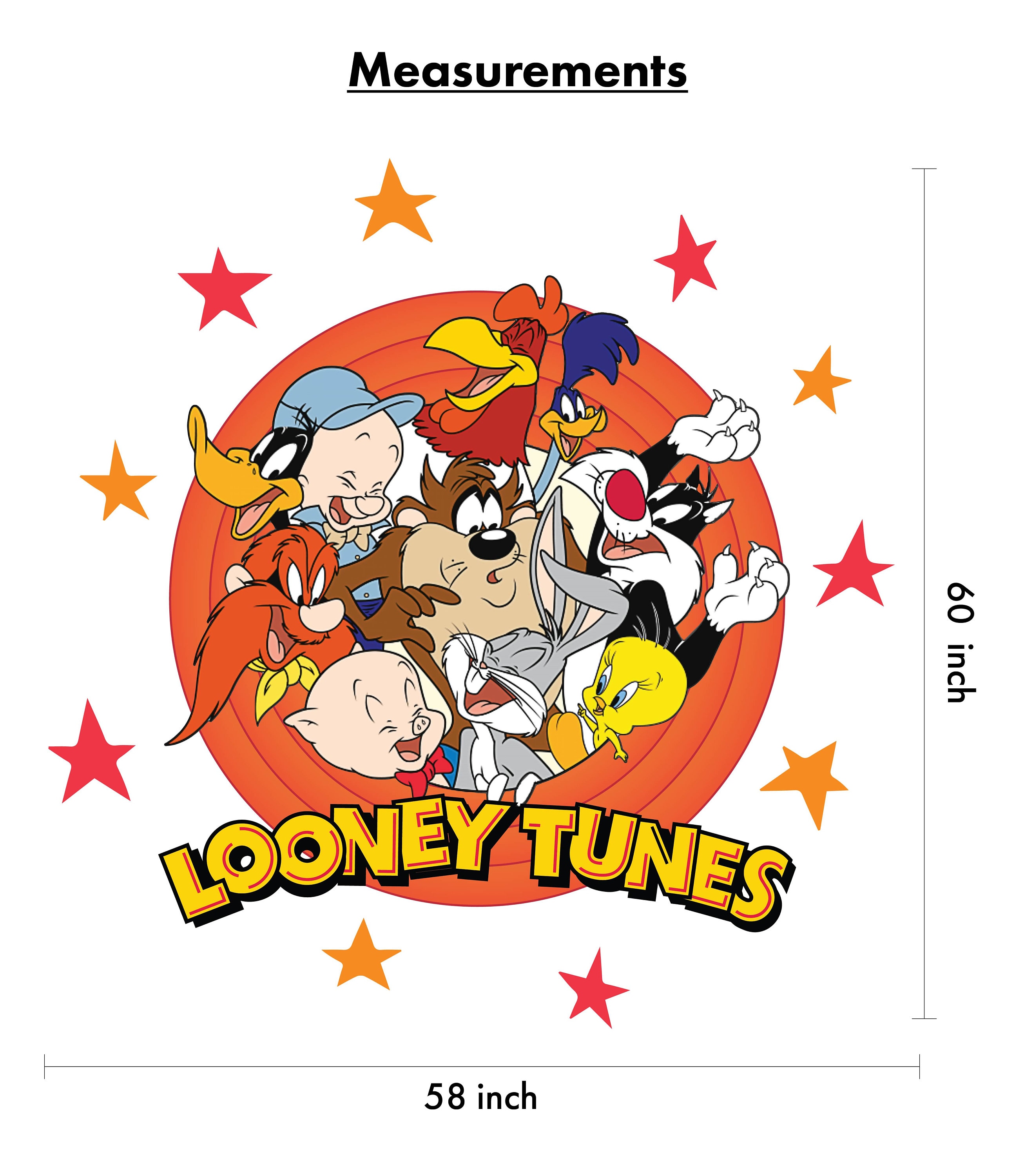 Peel and Stick Looney Tunes Wall Decal Bugs Bunny, Sylvester