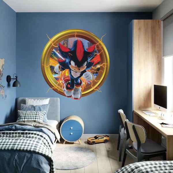 Peel And Stick Sonic The Hedgehog Wall Decal Shadow The Hedgehog Wall Ar For Kid Room Decor Games Room Decor