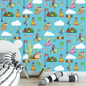 Super Mario Wallpaper Spielzimmer Wandkunst Für Schlafzimmer Dekoration Kinderzimmer Dekor