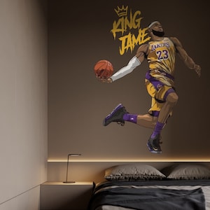 Peel and Stick Lebron James Wall Decal NBA Basketball Wall Art Basketball Wall Sticker For Bedroom Decoration Play Room Decor