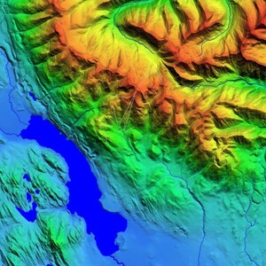 Whitefish Montana, EE. UU., arte mural con topografía
