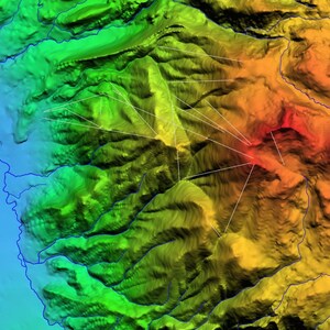 Arte mural con la topografía del Colorado del barco de vapor Mt Werner