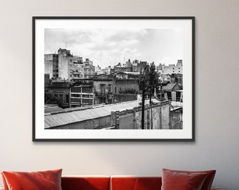 Film Photography Prints, Buenos Aires Argentina, Travel, Cityscape, Grainy Black and White 35mm