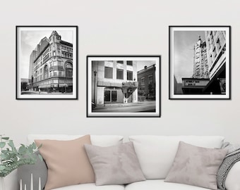 Louisville Kentucky Architecture Photo Set, Black and White Film Photography