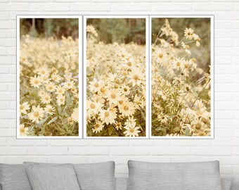 Wildflower Meadow Triptych, Colorado Rockies Photo Prints, Farmhouse Wall Decor