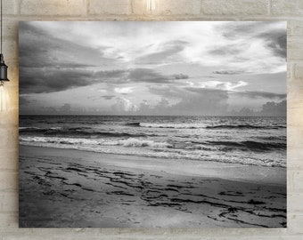 Tybee Island Seascape Photograph, Georgia Coast, Black and White Fine Art Print