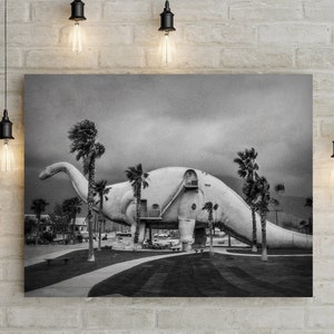 Surreal Black and White Photography, Dinosaur Print, California Photography, Strange Wall Art, Pee Wees Playhouse, Roadside Attraction image 2