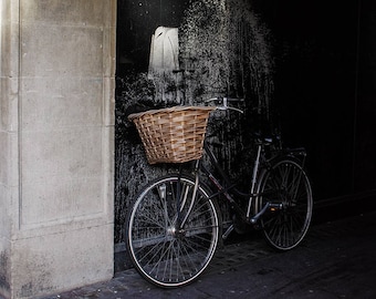 Cambridge UK Bicycle Art Print, Alleyway Photo, Bike Lover Gift