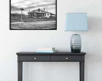 Stormy Sky, Abandoned House, Texas Photography, Black and White Film Print, Medium Format, Eddy, Detailed Art Print, Unique Wall Decor