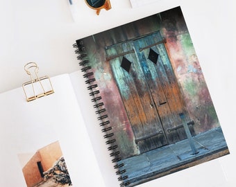 New Orleans French Quarter Notebook, Rustic Door Journal, Minimalist Spiral Notebook, Travel Log, Diary Ruled Line Notepad Preservation Hall