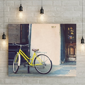 Yellow Bicycle. French Quarter Wall Art Print,  Bicycle Decor Modern New Orleans Wall Art French Shabby Chic Wall Art Yellow Wall Art