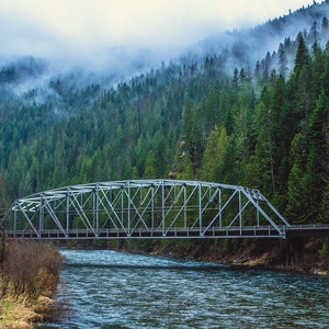 Foggy Forest Bridge Photo Print, Moody Wall Art