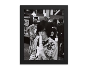 Portland Punk Rock Kid, Black and White Framed Art Print