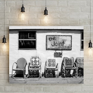New Orleans Photography, Modern Rustic Wall Art Print, Folk Art Decor The Joint BBQ, Black and White Photography, Americana Restaurant Photo image 1