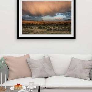 Stormy Desert Photo Print, Southwest Photography, Weather Landscape ,New Mexico Scenery, Valley of Fire Storm Clouds image 1