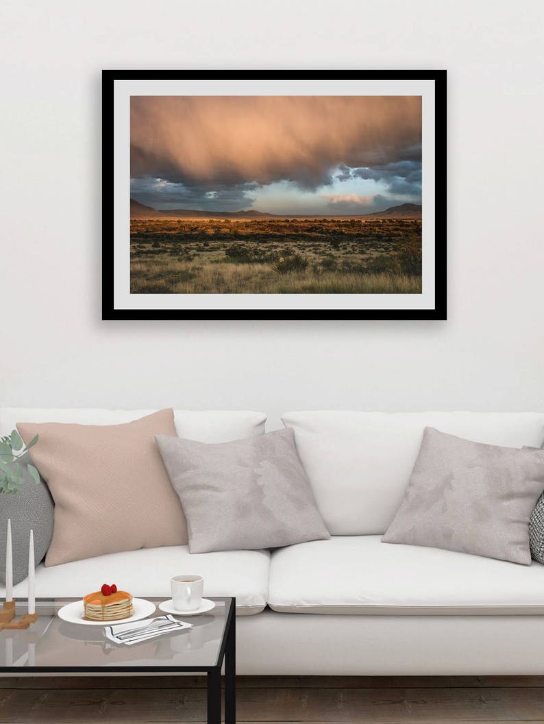 Stormy Desert Photo Print, Southwest Photography, Weather Landscape ,New Mexico Scenery, Valley of Fire Storm Clouds image 1