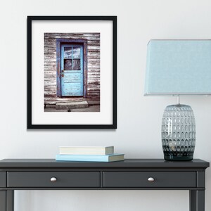 Blue Door Photography, Old Door Art, Rustic Wall Art, New Denver British Columbia Canada Village, Shabby Chic Decor, Peeling Paint Rustic image 3