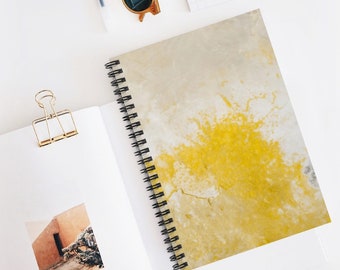 Abstract Yellow Minimalist Spiral Notebook 120 page 6x8in Yellowstone Nature Journal Lined School Notes, Neutral Gift Ruled Line Notepad