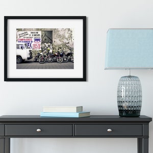 Mexico Photo Print, Modern Wall Art Print, Motorcycles in Puebla Film Photography, Loft  Decor, Colorful Art, Vintage Van